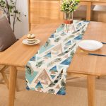 Kuş Tüyü Motifli Geometrik Şekiller Baskılı Runner Realhomes