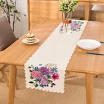 Lila Renk Demet Zambak Motifli Dekoratif Runner Realhomes