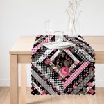 - Runner-2404-1 - Realhomes Kare Puan Çizimli Dekoratif Dijital Baskılı Runner Realhomes