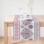 - Runner-2407-1 - Realhomes  Kırmızı Mavi Çini Motifli Modern Dijital Baskılı Runner Realhomes