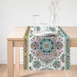 Mint Yeşili Çini Motifli Dekoratif Runner Realhomes