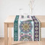 - Runner-2419-1 - Realhomes  Yatay Desenli Çini Motifli Modern Dijital Baskılı Runner Realhomes