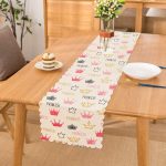 Pudra Renk Prenses Taç Motifli Dijital Baskılı Runner Realhomes