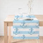 Mavi Beyaz Denizci Dijital Baskılı Runner Realhomes