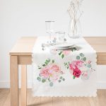 - Runner-2443-1 - Realhomes Üçlü Kavaniçe Çiçek Desenli Dijital Baskılı Runner Realhomes