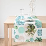 Geometrik Palmiye Desenli Dijital Baskılı Runner Realhomes