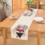 - Runner-2466 - Realhomes Martı Desenli Flamingo Temalı Dijital Baskılı Runner Realhomes