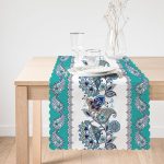 - Runner-2469-1 - Realhomes Mavi Cami Çinisi Temalı Dijital Baskılı Runner Realhomes