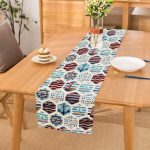 Bordo Mavi Denizci Motifli Dijital Baskılı Runner Realhomes