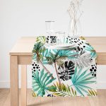 Siyah Puanlı Mavi Palmiye Modern Dijital Baskılı Dekoratif Runner Realhomes