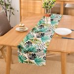 Siyah Puanlı Mavi Palmiye Modern Dijital Baskılı Dekoratif Runner Realhomes