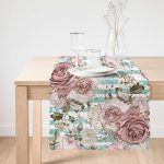 Mavi Çizgi Desenli Kavaniçe Çiçek Motifli Runner Realhomes