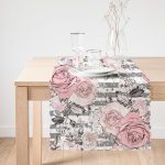 - Runner-2480-1 - Realhomes  Gri Çizgi Desenli Kavaniçe Çiçek Motifli Runner Realhomes