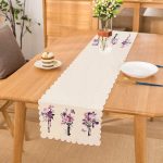 Mor Renk Anahtar Motifli Çiçek Desenli Çizgili Runner Realhomes