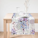 Mavi-Mor Renk İşleyen Çarklar Motifli Dekoratif Runner Realhomes