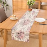 - Runner-2496 - Realhomes Pudra Renk İşleyen Çarklar Motifli Dekoratif Runner Realhomes