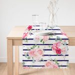 - Runner-2498-1 - Realhomes  Mavi Çizgiler Desenli Dijital Baskılı Runner Realhomes