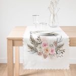 - Runner-2515-1 - Realhomes  Dal ve Çiçek Motifli Dijital Baskılı Runner Realhomes