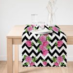 - Runner-2517-1 - Realhomes  Zigzag Zebra Temalı Gül Motifli Modern Runner Realhomes