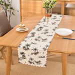 - Runner-2519 - Realhomes Beyaz Temalı Palmiye Adası Dijital Baskılı Runner Realhomes