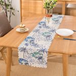 - Runner-2523 - Realhomes  Turkuaz Palmiye Çizimli Dijital Baskılı Runner Realhomes