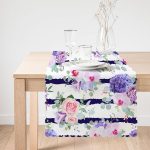 - Runner-2528-1 - Realhomes  Sümbül Desenli Yatay Çizgili Dekoratif Runner Realhomes