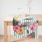 - Runner-2531-1 - Realhomes  Şerit Temalı Sardunya Baskılı Dekoratif Runner Realhomes