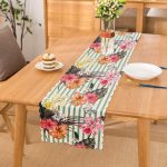 - Runner-2531 - Realhomes  Şerit Temalı Sardunya Baskılı Dekoratif Runner Realhomes