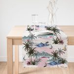 - Runner-2535-1 - Realhomes  Palmiye Motifli Ada Desenli Dijital Baskılı Runner Realhomes