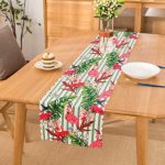 Flamingo Motifli Şerit Desenli Dekoratif Runner Realhomes