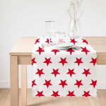 Kırmızı Yıldız Motifli Modern Dijital Baskılı Runner Realhomes