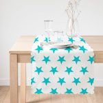 Turkuaz Yıldız Motifli Modern Baskılı Runner Realhomes