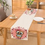 - Runner-264 - Realhomes Kurdeleli Sevimli Baykuş Dijital Baskılı Dekoratif Runner Realhomes