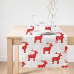 Gri Zeminli Kırmızı Geyik Motifli Özel Tasarım Modern Runner Realhomes