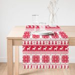 Kırmızı Beyaz Christmas Temalı Dijital Baskılı Modern Runner Realhomes
