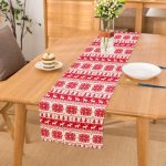 Kırmızı Beyaz Christmas Temalı Dijital Baskılı Modern Runner Realhomes