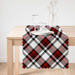 Kırmızı Siyah Çapraz Ekose Desenli Dekoratif Runner Realhomes