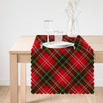 - Runner-3084-1 - Realhomes Kırmızı Zeminde Siyah Edkose Desenli Dekoratif Runner Realhomes