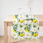 - Runner-3099-1 - Realhomes Beyaz Zeminde Limon Desenli 3D Dekoratif Runner Realhomes