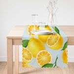 - Runner-3101-1 - Realhomes  Mavi Zeminli Limon Desenli Dekoratif Runner Realhomes