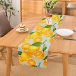 - Runner-3101 - Realhomes  Mavi Zeminli Limon Desenli Dekoratif Runner Realhomes