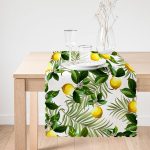 - Runner-3105-1 - Realhomes  Limon Yaprakları Desenli Dijital Baskılı Runner Realhomes