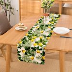 - Runner-3105 - Realhomes  Limon Yaprakları Desenli Dijital Baskılı Runner Realhomes