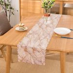 Altın Yaldızlı Açık Renk Mermer Desenli Runner Realhomes