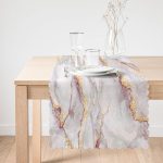 - Runner-3124-1 - Realhomes  Altın Yaldız Çizgili Mermer Desenli Dekoratif Runner Realhomes