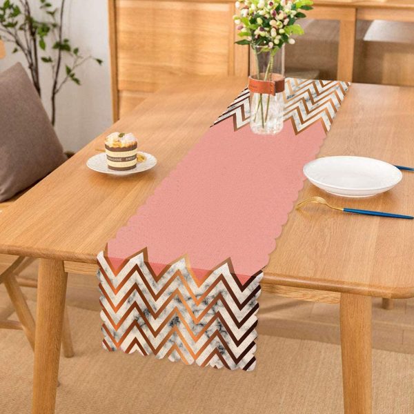 - Runner-3149 - Realhomes  Gold ve Pembe Renkli Mermer Desenli Modern Runner Realhomes