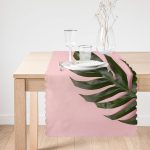 Pembe Zeminde Yaprak Modern Tasarımlı Dekoratif Runner Realhomes
