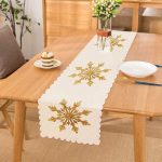 - Runner-3207 - Realhomes  Altın Görünümlü Kar Tanesi Desenli 3D Modern Runner Realhomes