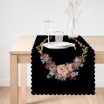 - Runner-3241-1 - Realhomes  Siyah Zeminde Otantik Çiçekler Özel Tasarım Runner Realhomes