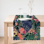 - Runner-3309-1 - Realhomes  Lacivert Zeminli Leopar Özel Tasarım Dekoratif Runner Realhomes